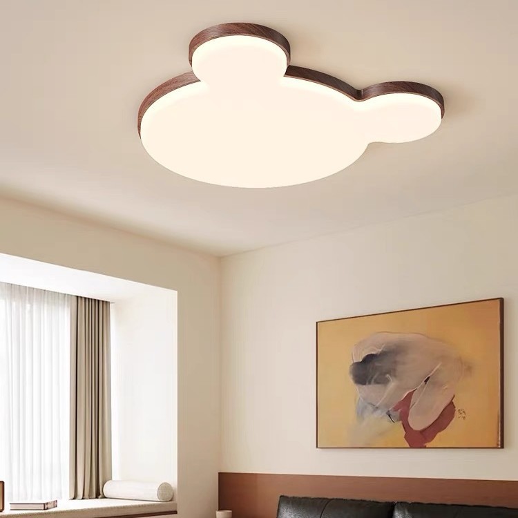 [Strictly Selected] Children's Room Ceiling Lamp Modern Casual Walnut Creative Warm Mickey Full Spectrum Eye Protection Lamp