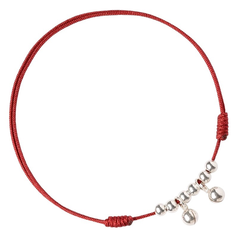 Bell Red Rope Women's Bell Transfer Beads New Fashion Design Niche Year of Life Hand-woven Vintage Ethnic Anklet