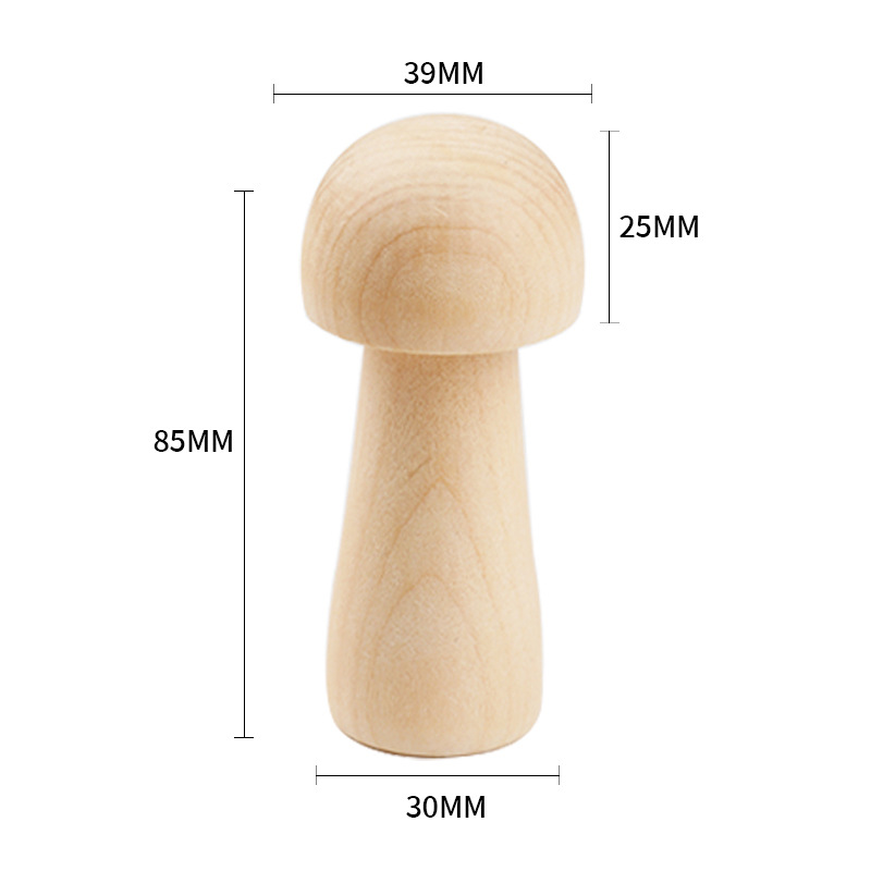 Picture of diy Creative Children's Painted Wooden Mushroom Original Wood Mushroom Mushroom Man Home Decoration Crafts Ornaments