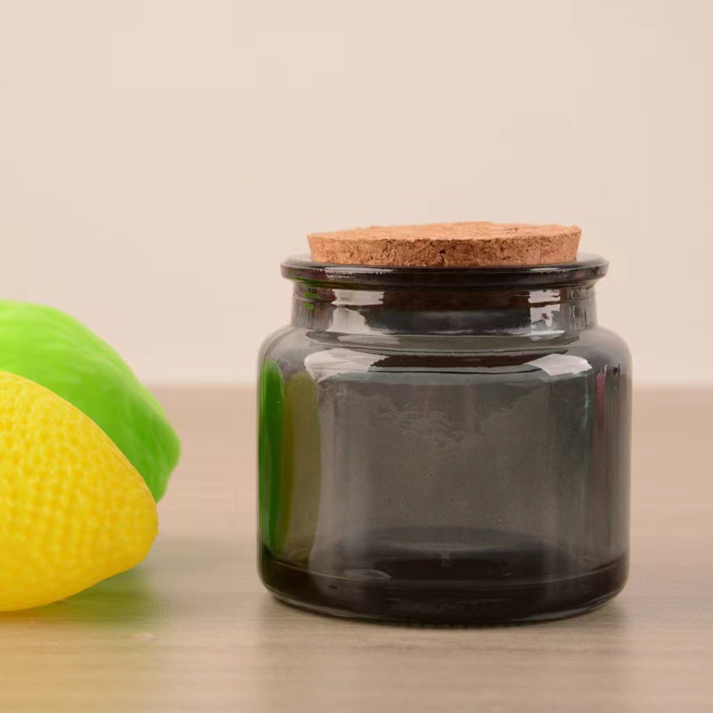 Picture of Brown Cork Scented Candle Glass Jar Handmade Glass Candle Holder Candle Jar Sealed Scented Candle Cup