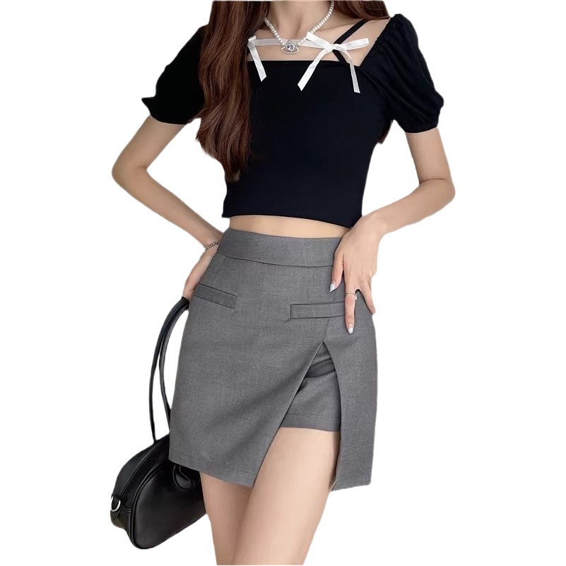 Women's Summer 2024 New Split Skirt plus size Slim A- line Irregular Small All-match High Waist Skirt