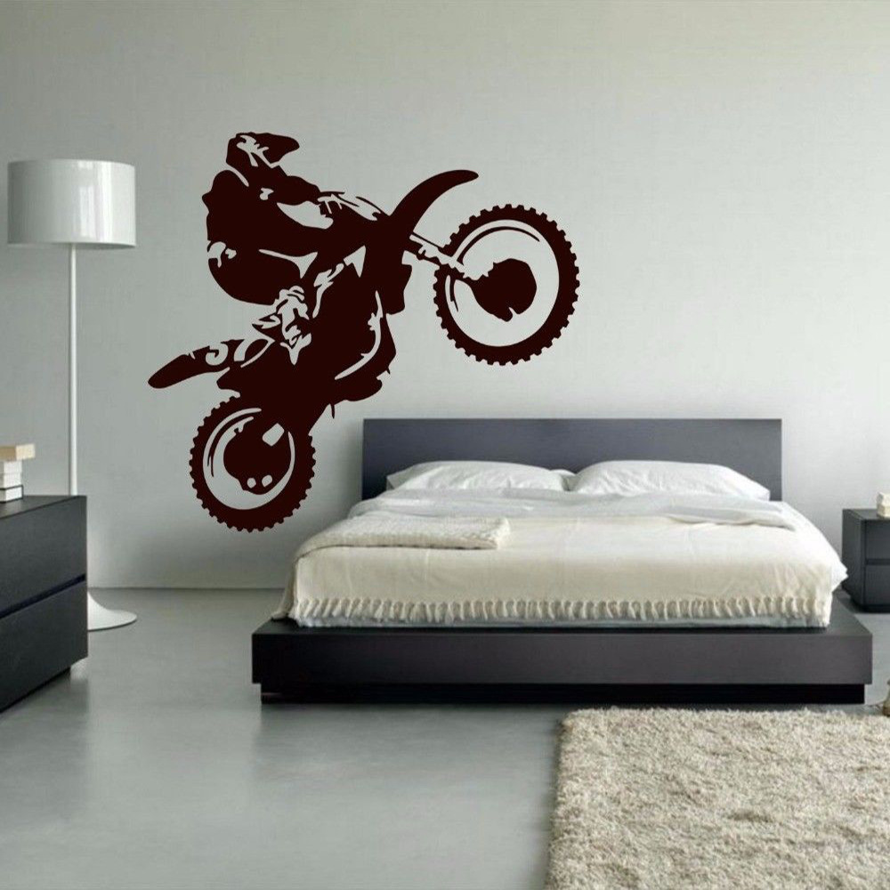 Kunshang cross-border new vinyl black wall sticker motorcycle living room bedroom children's room decoration KS439