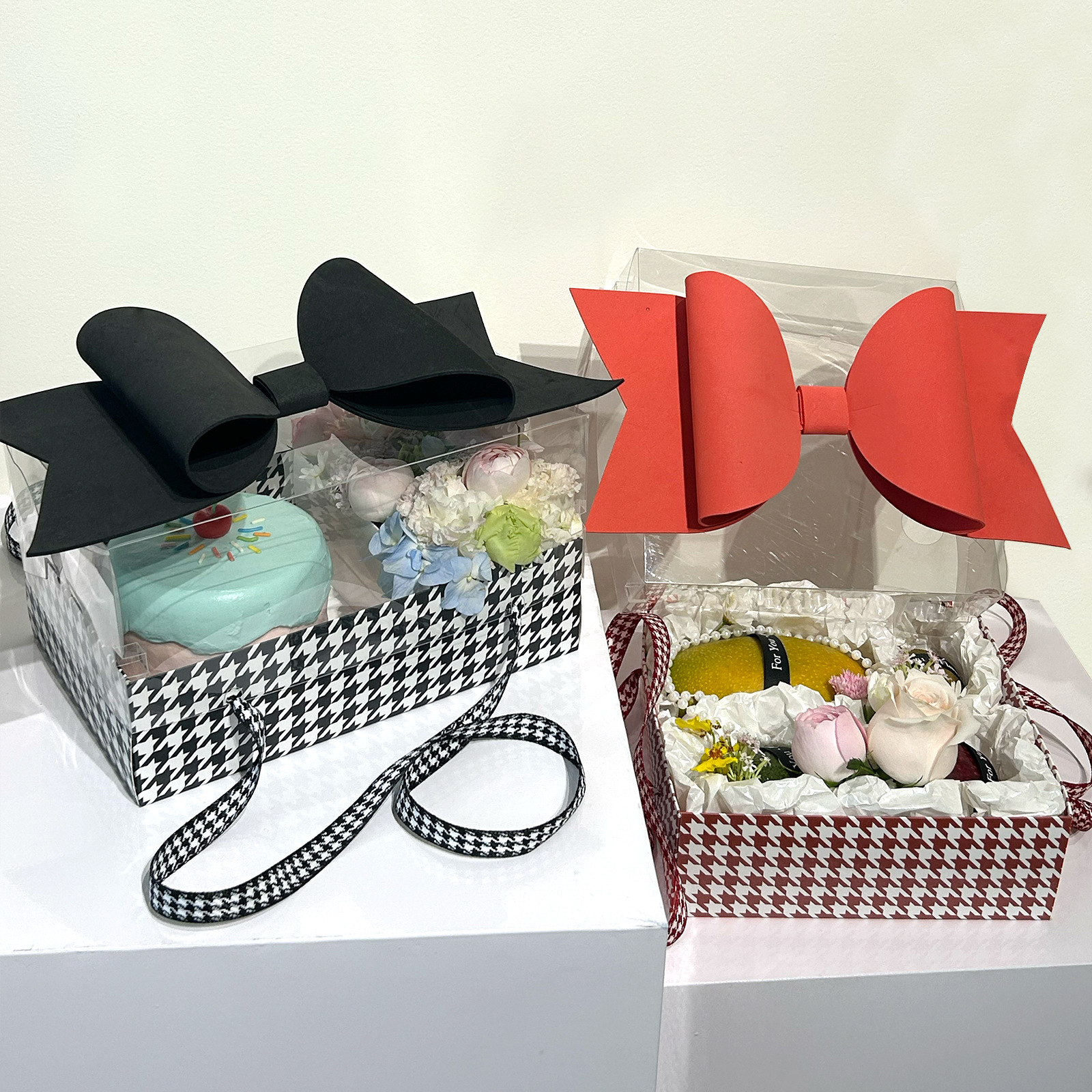 Chinese Valentine's Day Flower Cake Gift Box Bow Fruit Flower Box Teacher's Day Popular Transparent Companion Gift Packaging Box