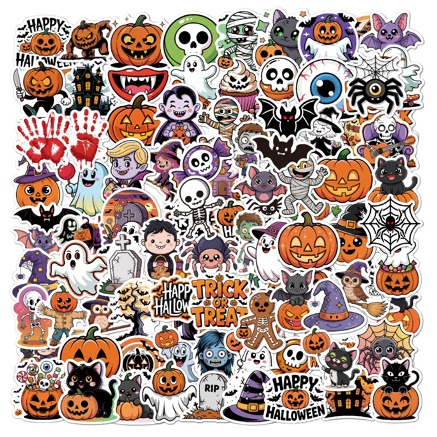Picture of Halloween Stickers 2025 Holographic Laser Suitcase Water Cup Holiday Party Decoration Halloween Waterproof Stickers