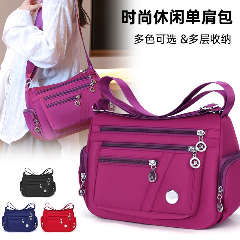 Fashionable and Versatile Travel Bag for Women 2025 New Multi-Compartment Single Shoulder Crossbody Bag Simple Pure Color Middle-Aged and Elderly Mother Bag