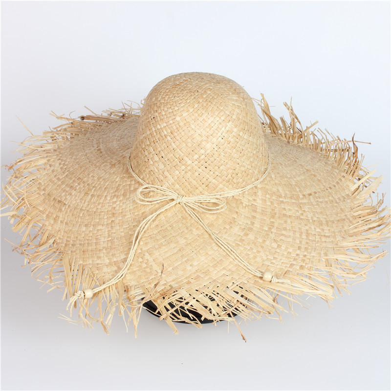 Holiday Style seaside romantic raffia straw hat women's wide brim big brim frayed edge Internet celebrity sun hat spring and summer sun hat