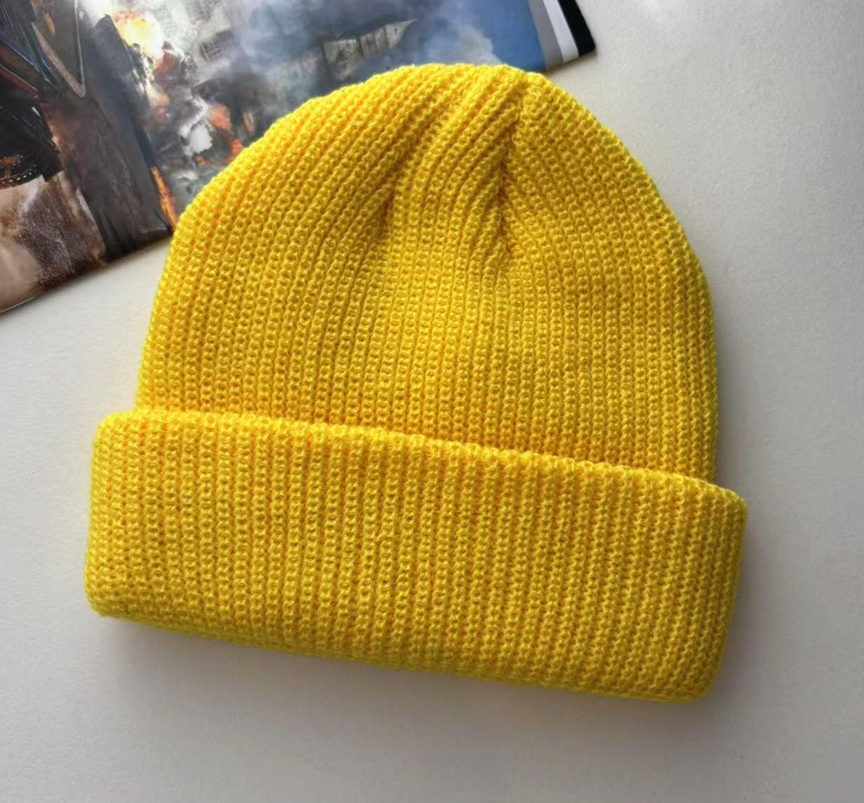Picture of 2020 Cold Hat Men's Melon Hat Winter Women's Autumn and Winter Solid Color Watermelon Knitted Wool Hat Pullover Ski Hat