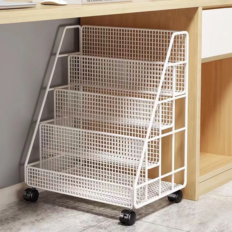 Picture of Picture book storage rack, movable bookshelf under the table, storage shelf, floor wheel, home reading rack, baby children's bookcase