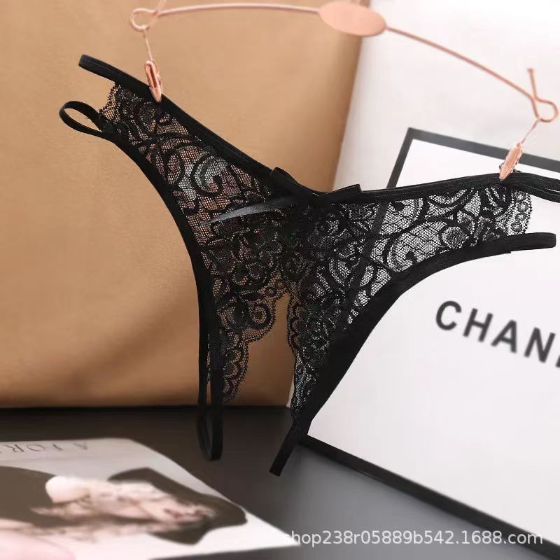AliExpress lace underwear women's fun open crotch sexy lace perspective underwear perspective low waist hollow thong