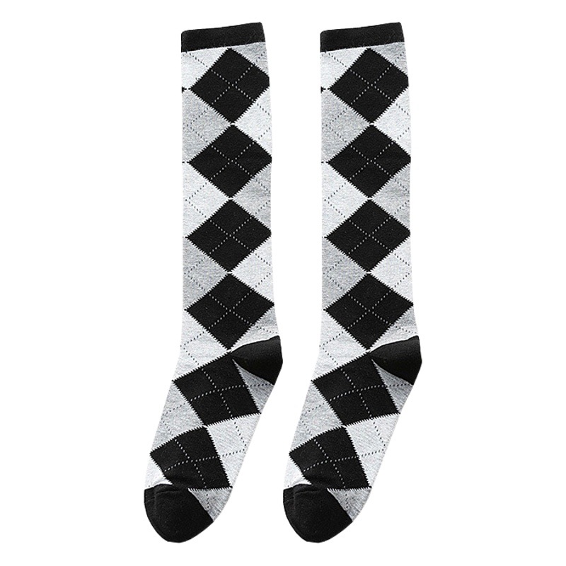 Spring and Autumn Rhomboid Cuff Socks for Children ins Trendy Internet Popular Slimming Korean Style Stockings Japanese British Style Personalized Stockings