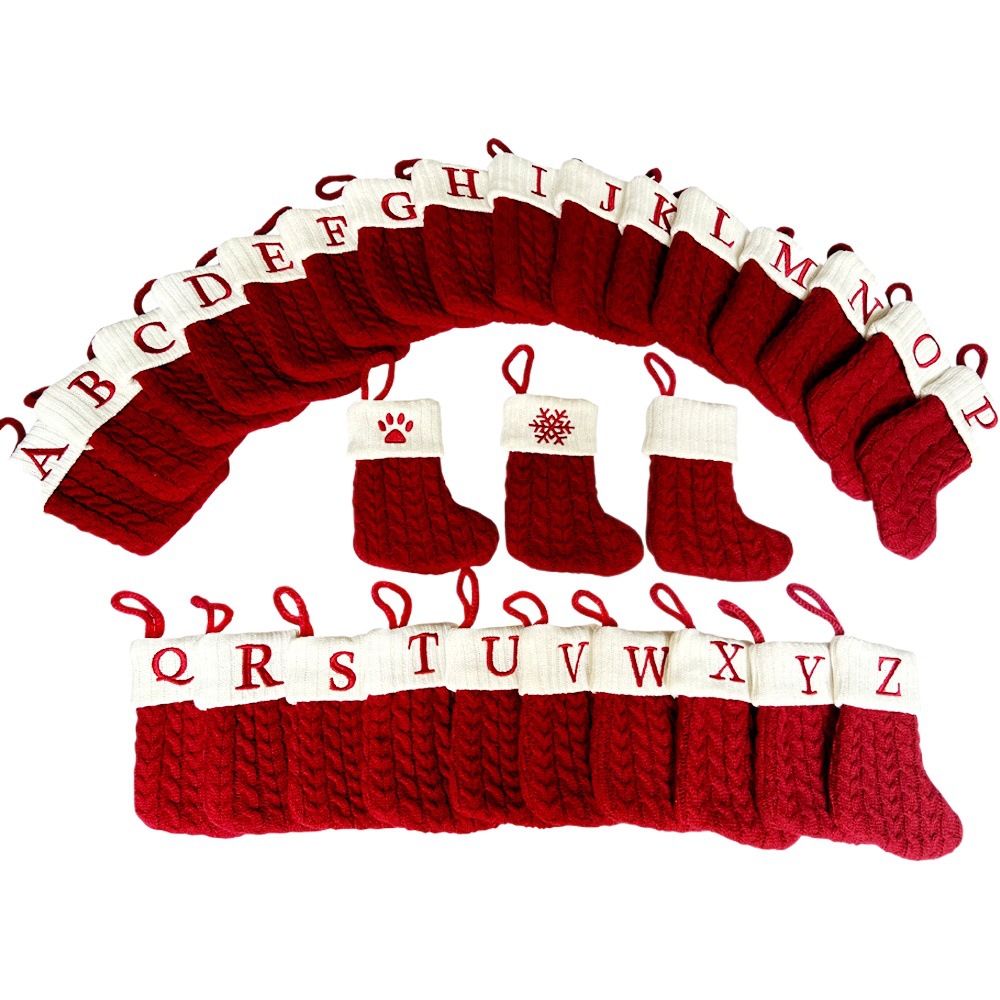 Foreign trade high quality in stock! Exquisite Christmas Socks Candy Bag Letters Christmas Stocking Christmas Tree Hanging Ornaments Hanging