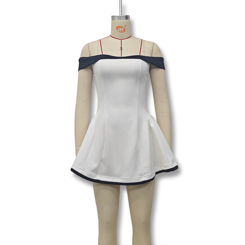 Picture of Cross-Border Wholesale European and American Clothing 2025 Spring New Product Contrasting Color Design Sexy Tube Top Slim Ruffle Dress