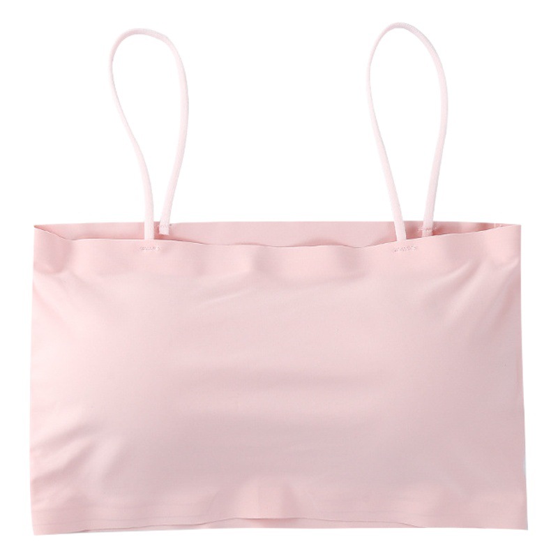 Traceless One-piece Ice Silk Underwear Women's All-match Sling Beautiful Back-wrapped Breast Strapless Girls' Sports Vest Bra