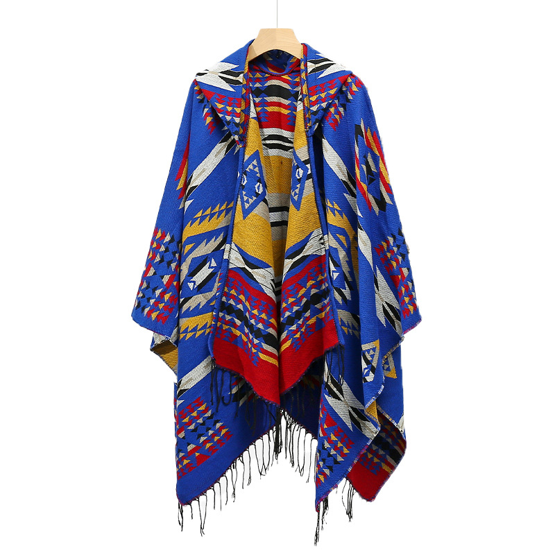 Picture of Spring Casual All-match Distinctive Ethnic Style Tassel Scarf Holiday Play Fashion Comfortable Warm Hooded Cape