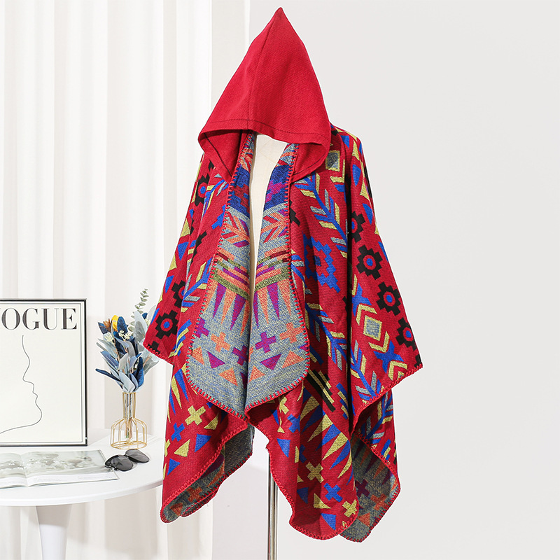 Picture of Ethnic Style Hooded Shawl Women's Yunnan Western Sichuan Travel Wear Costume Xinjiang Desert Photograph Outer Cape Cape
