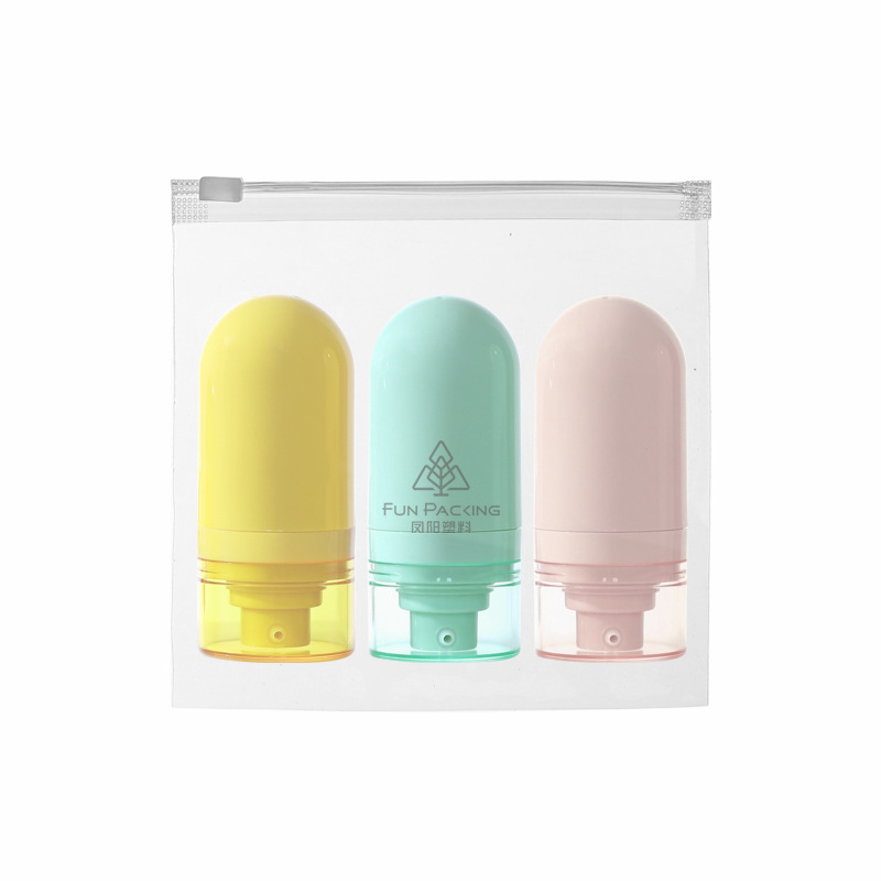 Picture of Travel wash and care suit three-piece PE suede hose bottle portable skin care products wash squeeze facial cleanser sub-bottle