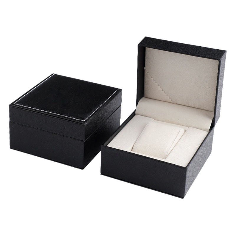 PU watch box packaging box high-end gift box jewelry packaging box printable LOGO black watch box