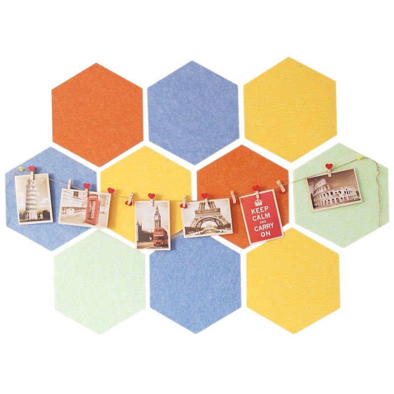 Picture of Cross-border color felt board hexagonal message board self-adhesive wall stickers felt hexagonal display background wall sound insulation board