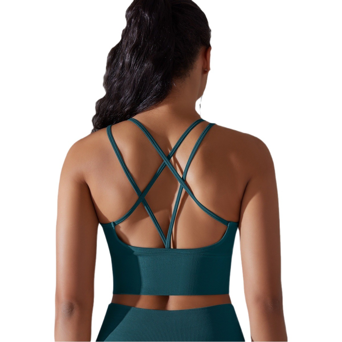 Cross-border European and American solid color Cross back sports underwear tight shockproof high strength yoga fitness bra bra for women