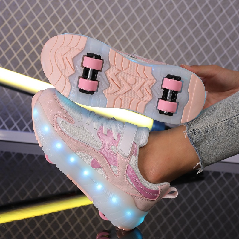 Children Heelby Shoes Boys Girls Adult Four-wheel Flying Shoes Shoes with Light Charging Wheels Shoes Student Roller Skates