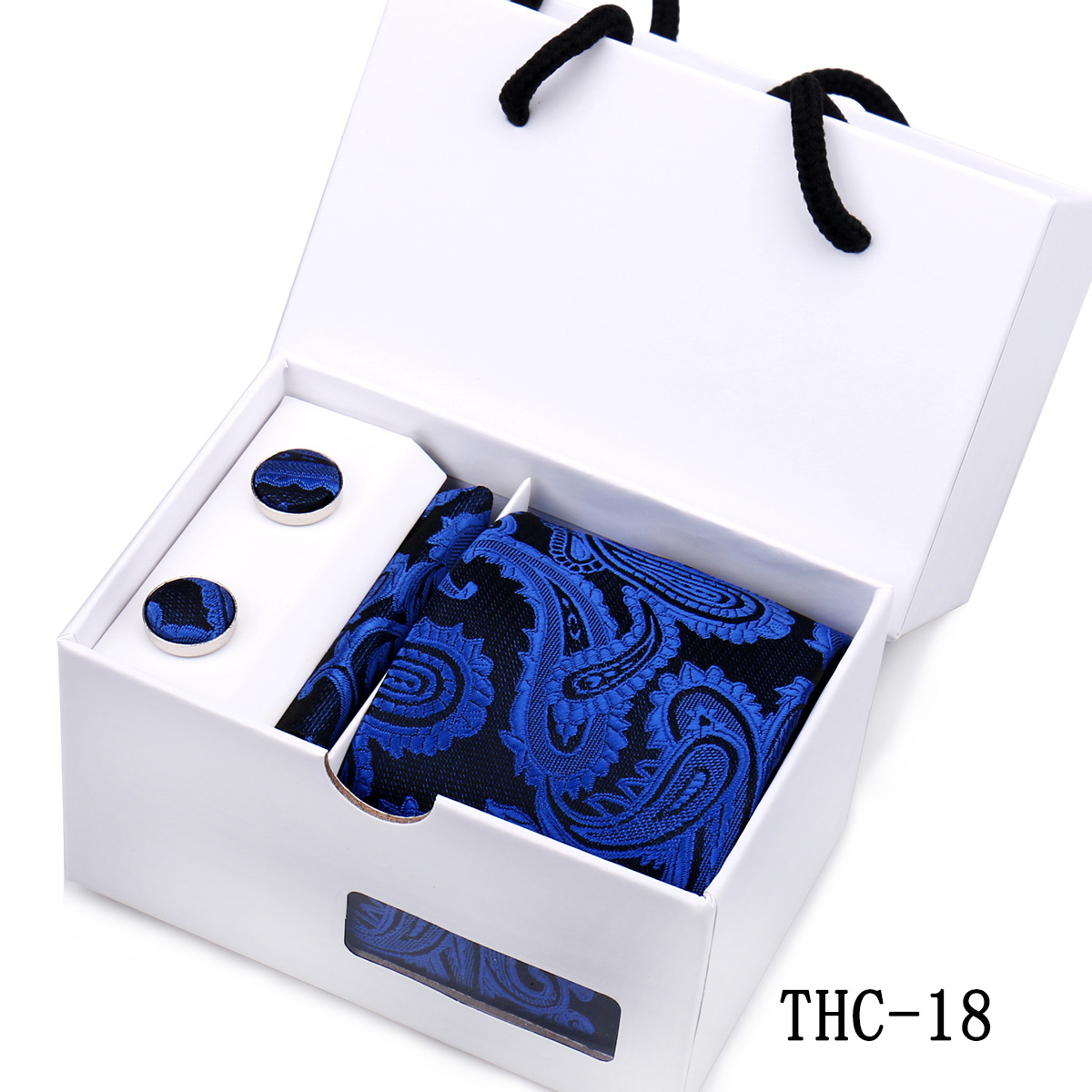 Picture of Men's Tie High Sense Gift Box 3 Pieces suit Business Dress Wedding Plaid Red Black Long Tie Shengzhou