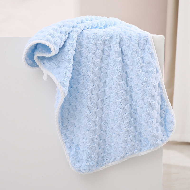 Picture of New Coral Velvet Cloud Plaid Towel, Water-Absorbent, Quick-Drying Candy Corduroy, Non-Shedding, Soft Edge-Wrapped Bath Towel