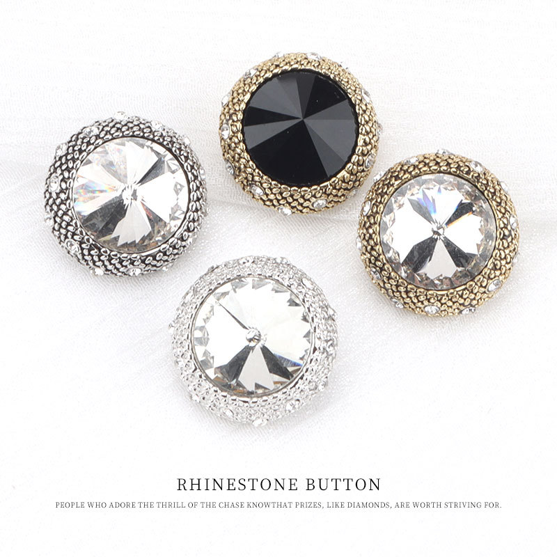 Round metal button coat woolen coat Rhinestone Button vintage distressed suit sweater button accessories