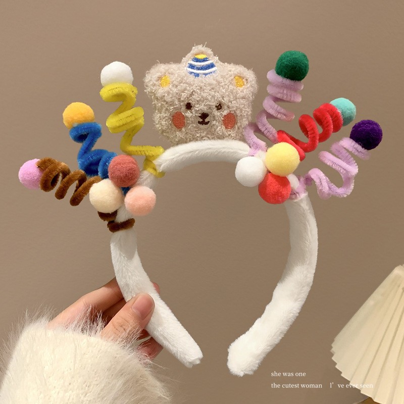 Picture of Special Headband for Face Washing for Women 2025 New Autumn and Winter Cute Bear Headband Hairband Hairpin Hair Accessory Plush Headwear