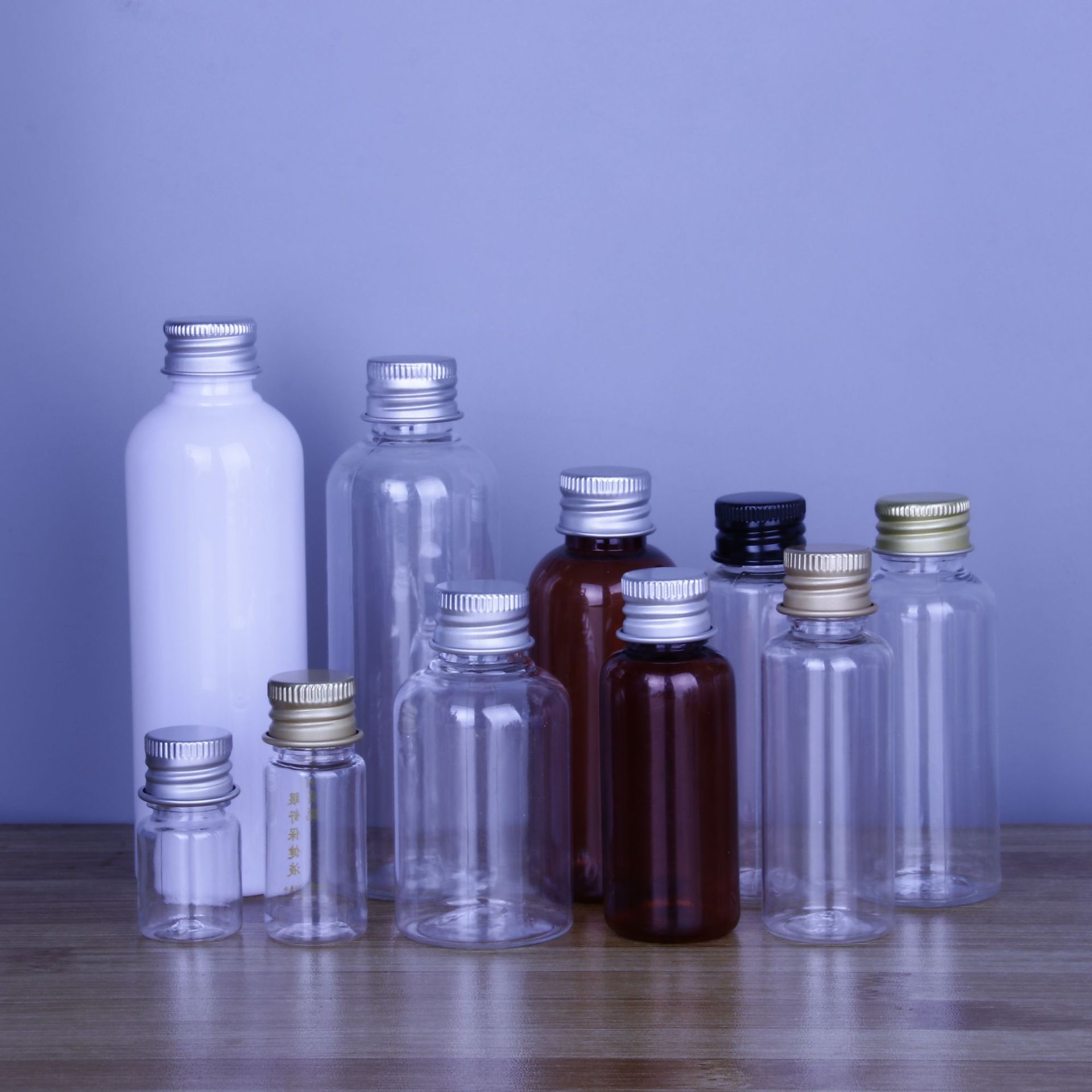 Spot 5 10 20 30 50 60 100ml PET transparent plastic bottle aluminum cap bottled liquid bottle