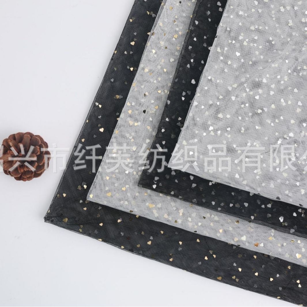in stock Sequins Mesh Soft Hexagon Mesh Punch Small Love Children's Clothing Pouted Skirt Fashion Fabric
