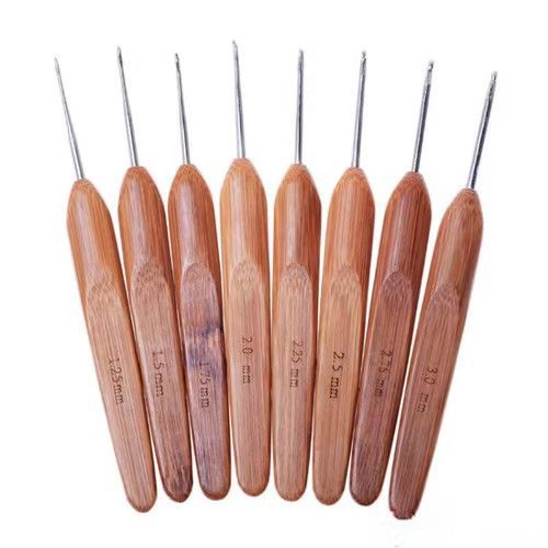 Bamboo handle crochet suit wool hook DIY hand knitting tool sweater needle round head carbonized crochet set