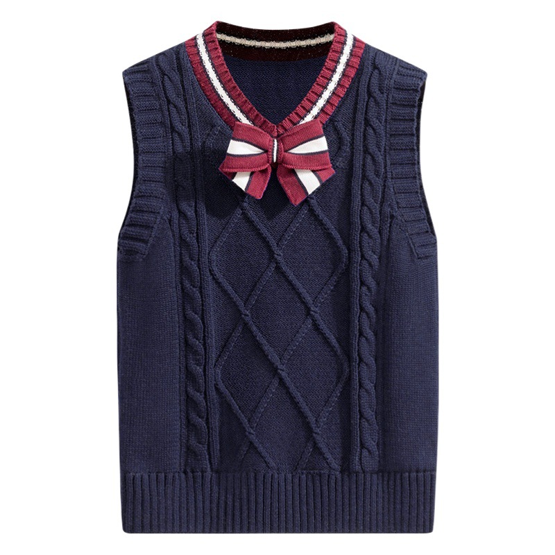 Children's Wool Vest School Uniform Vest 2025 Spring & Fall New Tops Girls Boys Student Woolen Vest Vest