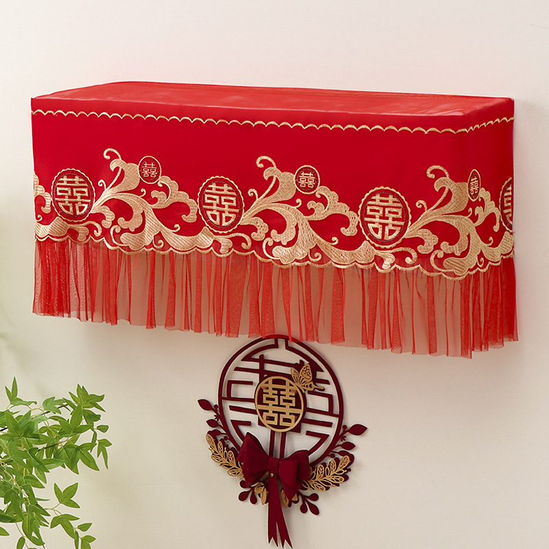 Picture of Wholesale New Wedding Starts Without Taking Off Hanging Air Conditioner Dust Cover 1.5 Hp Air Conditioner Cover Lace Red Air Conditioner Cover