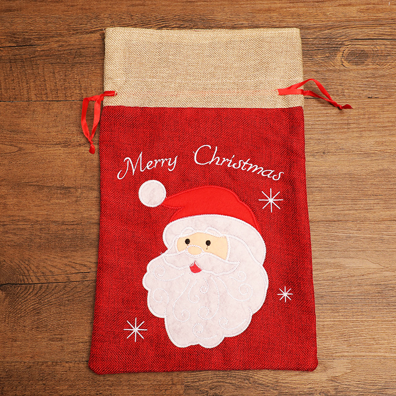 Picture of Christmas Gift Bag Apple Bag Large Bezel Drawstring Gift Bag Christmas Decoration Accessories Props Scene Layout