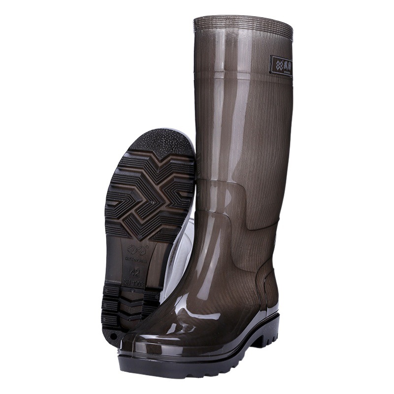 High brown rain boots non-mesh quick-drying work rubber shoes long non-slip rain boots outdoor water boots thickened water shoes for men