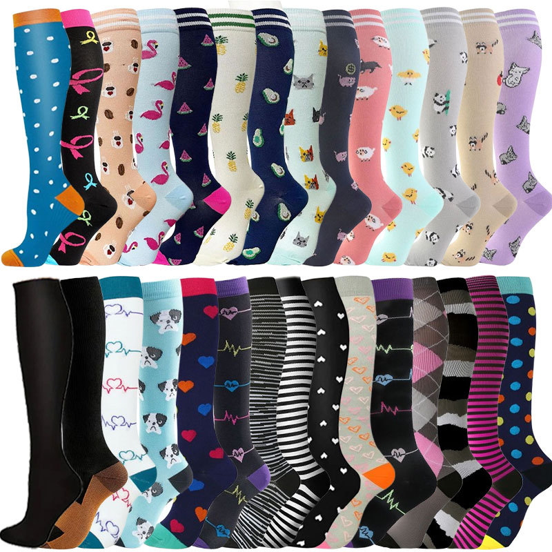 Combination Item 54 Printed Cross-Border Sports Compression Socks, Stockings, Calf Socks, Compression Socks, Elastic Socks, Cycling Socks