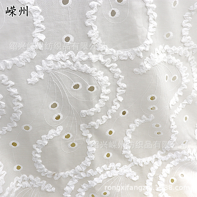 All cotton ribbon embroidered fabric dress camisole dress handmade DIY pastoral style clothing clothing fabric