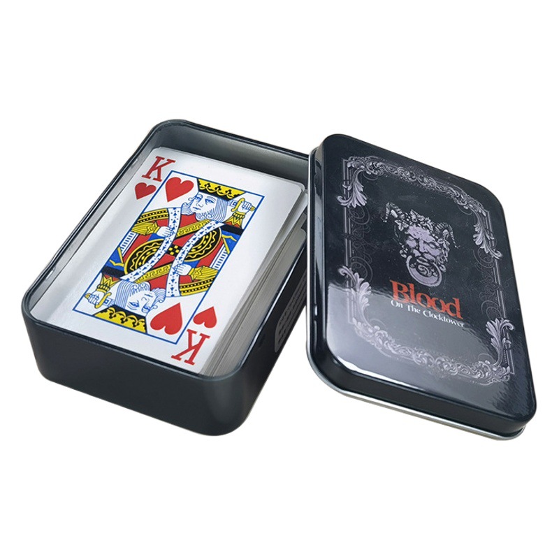Customized Tinplate Egg Playing Card Tin Box Rectangular Egg Playing Card Game Card Business Card Storage Iron Box