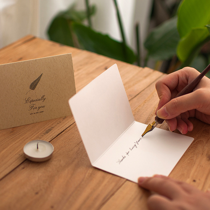 Picture of Vintage Simple Send Teacher Greeting Card Folded Holiday Birthday Thanksgiving Greeting Card Business Message Card Envelope suit
