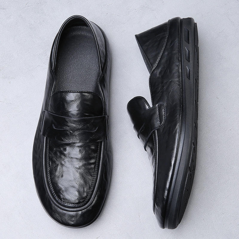 Doudou Shoes Men's Casual Leather Shoes 2025 Spring New Genuine Leather Loafers Lazy One-Step Breathable Men's Shoes Trendy