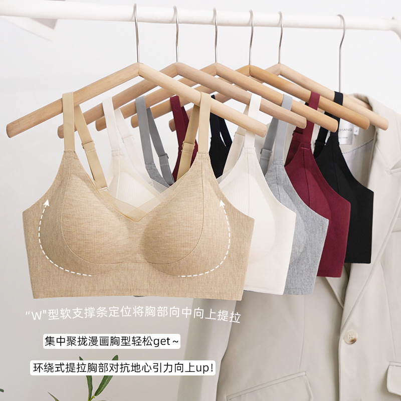 Traceless Underwear Women's Small Chest Push-up Pull-up Anti-sagging Fixed Cup Breast-closing Soft Support Autumn and Winter Bra