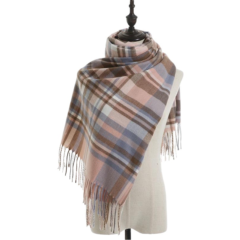 Scarf women's college style simple imitation cashmere scarf women's 2025 autumn and winter new knitted warm shawl a generation of hair
