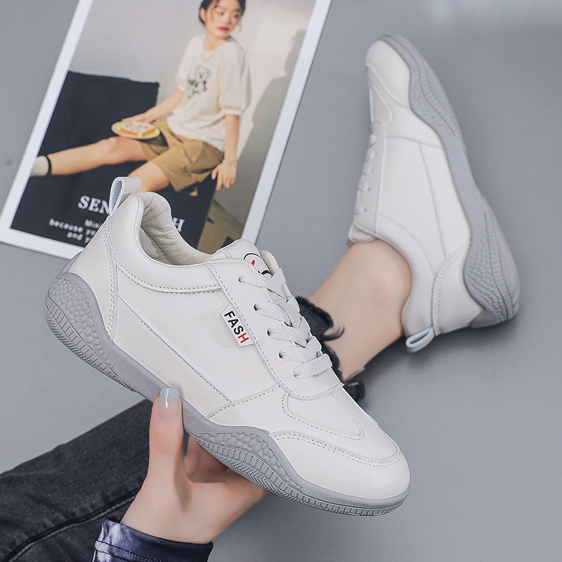 Leather Breathable White Shoes Women's Autumn Korean-style All-match Casual Shoes Sneakers 2023 New Soft-soled Sports Running Shoes