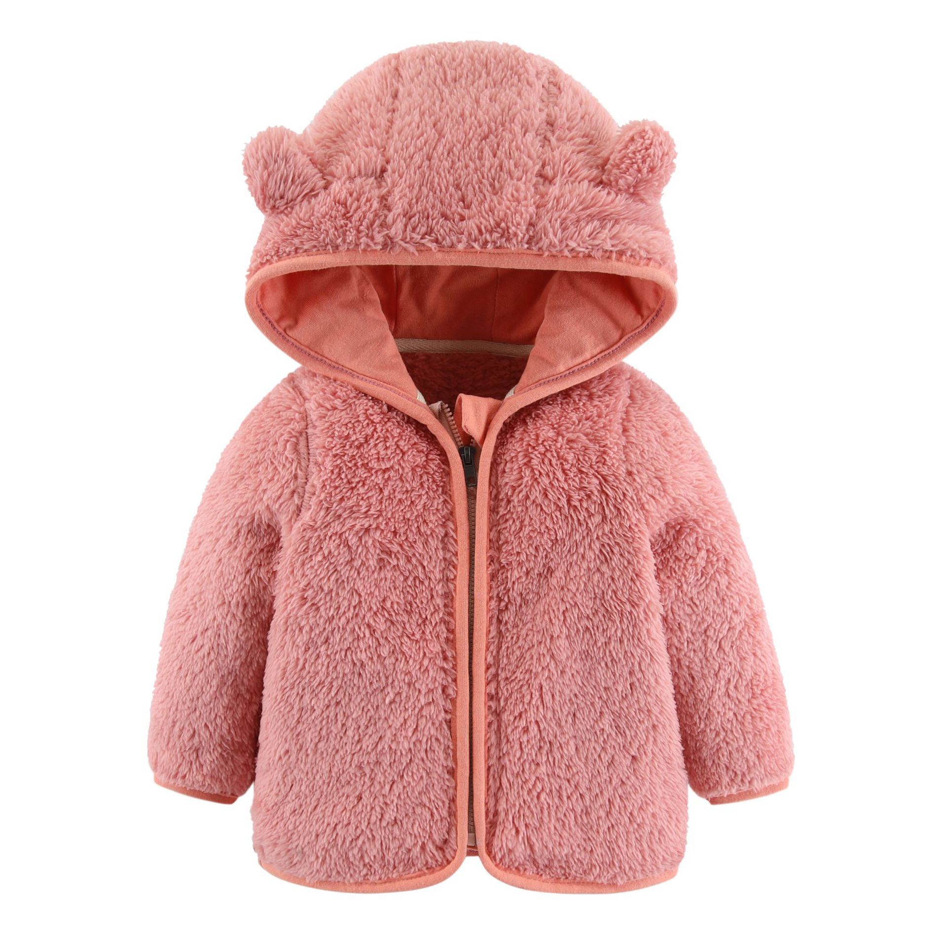Picture of Children's European and American Spring and Autumn Long Sleeve Plush Top Zipper Warm Hooded Coat for Boys and Girls