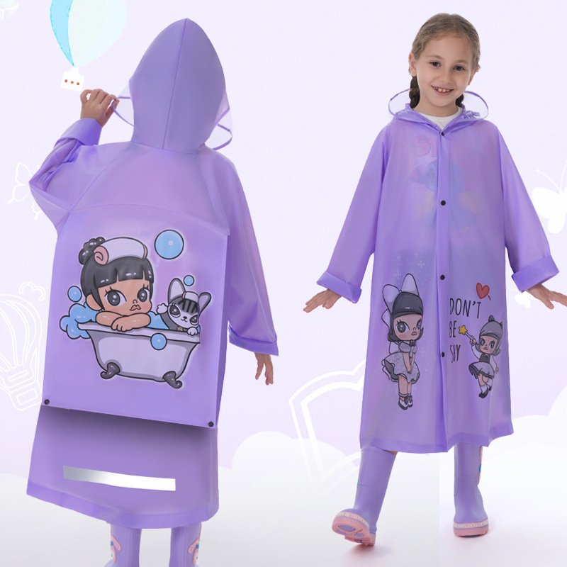 Picture of Kidsren's Whole Body Primary and Secondary School Students' Enlarged Schoolbags Baby Ponchos Thickeneded Long Waterproof Kindergarten Raincoats