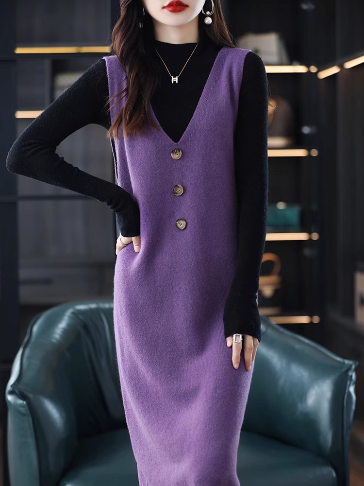 Picture of Knitted vest vest skirt women's outer wear spring and autumn 2024 new mid-length loose over-the-knee sleeveless sweater dress
