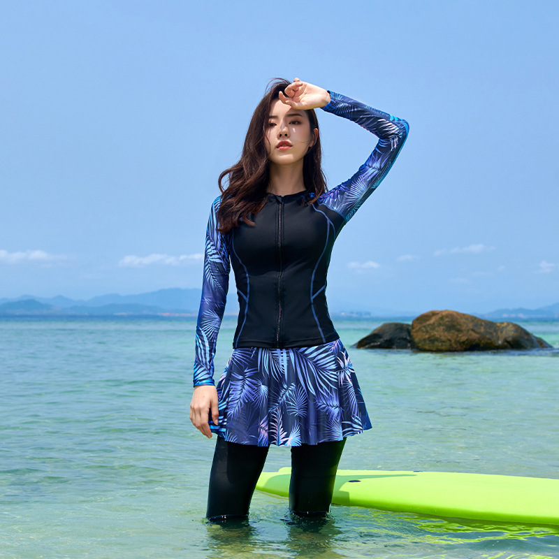 Large size swimsuit women's fat mm200 kg plus fat large size long sleeve pants sunscreen racing diving suit sports four-piece set