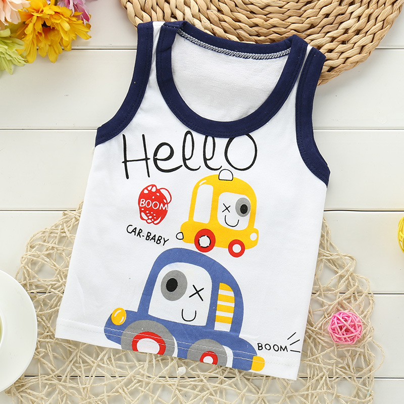 Picture of Children's single-piece vest cotton summer new boys sleeveless top girls Korean version of small and medium-sized children's base shirt wholesale