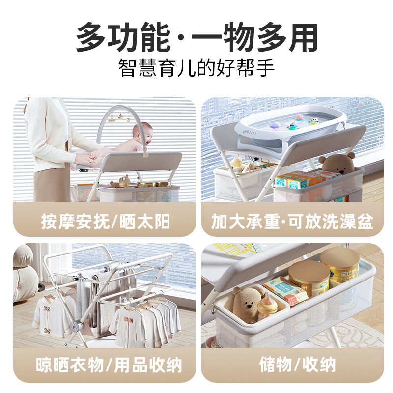 Picture of Baby Diaper Table Care Newborn Diaper Changing Wet Bath Touch Table Baby Bed Foldable Multi-Function