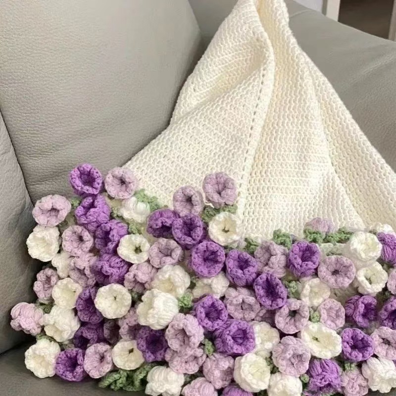 Picture of Pointed Rose Bouquet Blanket Pure Hand Woven DIY Wool Material Pack Creative Crochet Flower Blanket Gift